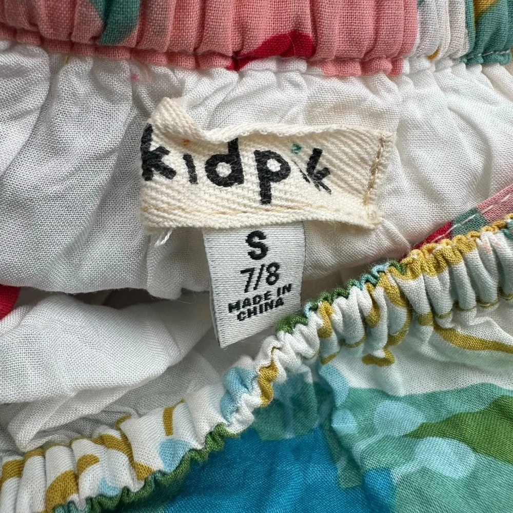 Kidpik Tiered Dress Size Small 7/8 Multi Cotton Lively Tropical Floral Casual